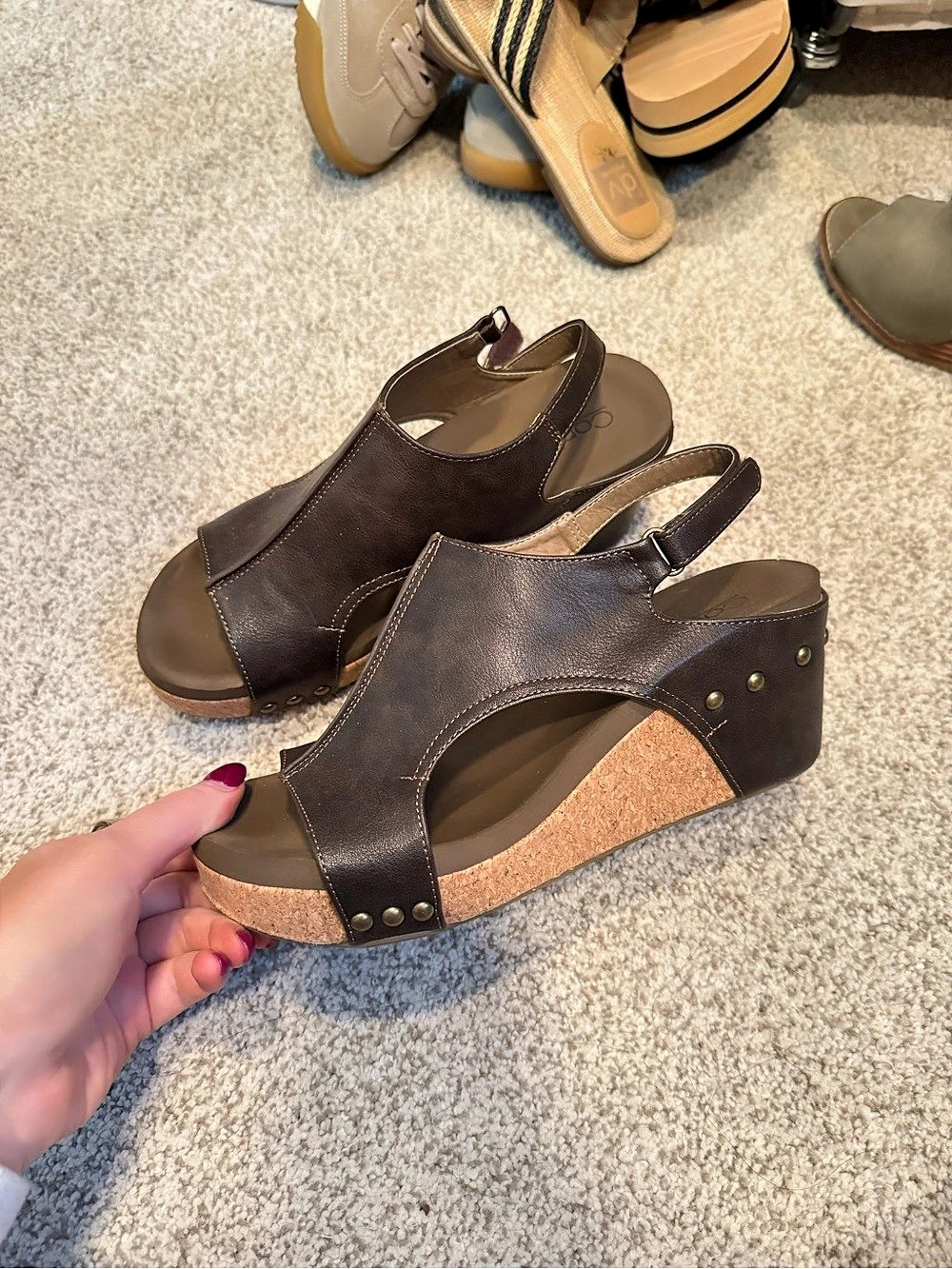 Corkys Women's Brown Wedge Sandals